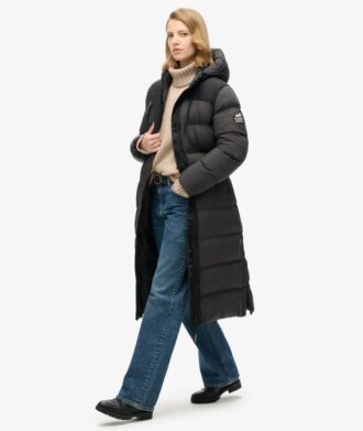 Puffer lungo in tessuto rip-stop
