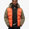 Puffer sportivo con cappuccio a blocchi di colore