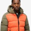 Puffer sportivo con cappuccio a blocchi di colore