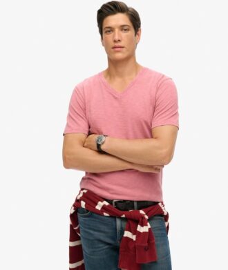 T-shirt a pantaloncini con scollo a V in maglia fiammata