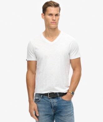 T-shirt a pantaloncini con scollo a V in maglia fiammata