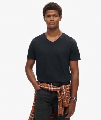 T-shirt a pantaloncini con scollo a V in maglia fiammata