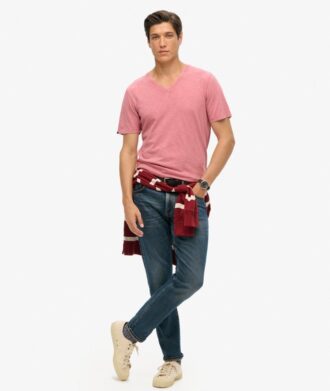 T-shirt a pantaloncini con scollo a V in maglia fiammata
