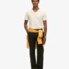 T-shirt a pantaloncini con scollo a V in maglia fiammata T-shirt a pantaloncini con scollo a V in maglia fiammata