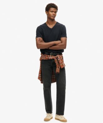 T-shirt a pantaloncini con scollo a V in maglia fiammata