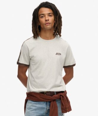 T-shirt a righe retrò con logo Essential