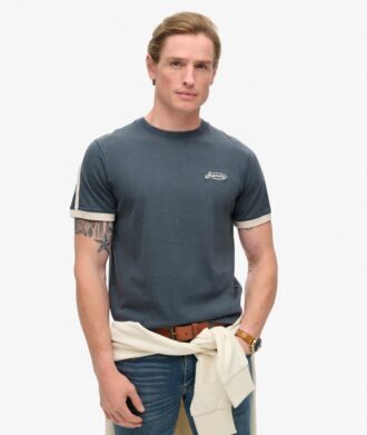 T-shirt a righe retrò con logo Essential