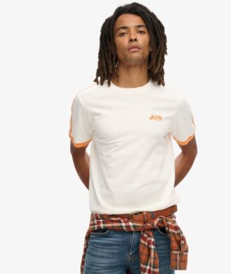 T-shirt a righe retrò con logo Essential