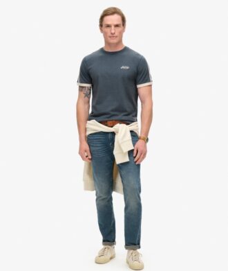 T-shirt a righe retrò con logo Essential
