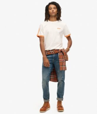 T-shirt a righe retrò con logo Essential