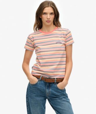T-shirt aderente a righe con logo Essential