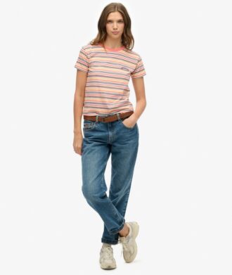 T-shirt aderente a righe con logo Essential