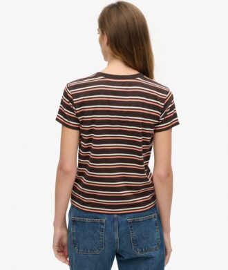 T-shirt aderente a righe con logo Essential