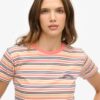 T-shirt aderente a righe con logo Essential T-shirt aderente a righe con logo Essential