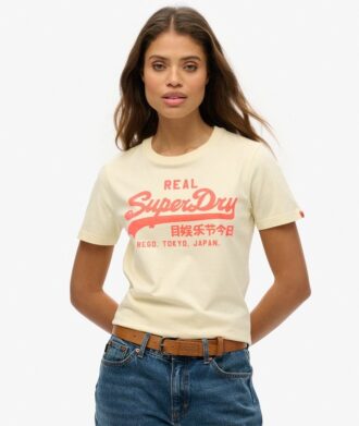T-shirt aderente con logo Vintage al neon