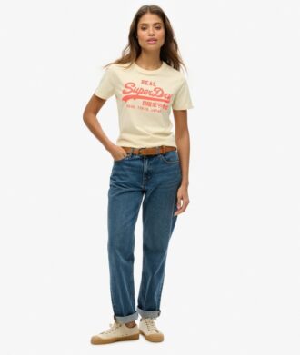 T-shirt aderente con logo Vintage al neon