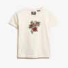 T-shirt aderente con piccolo tatuaggio in strass
