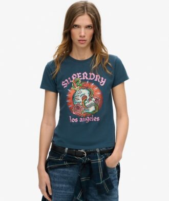 T-shirt aderente con strass Tattoo