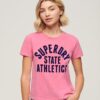 T-shirt aderente floccata Varsity