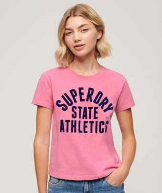 T-shirt aderente floccata Varsity