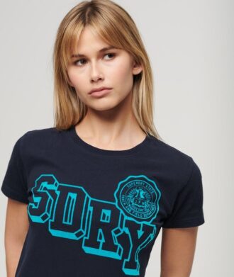 T-shirt aderente floccata Varsity