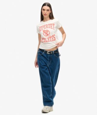 T-shirt aderente floccata Varsity