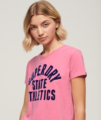 T-shirt aderente floccata Varsity