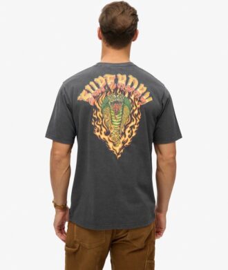 T-shirt ampia con stampa Biker Rock