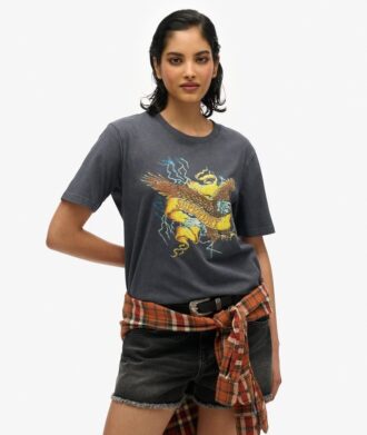 T-shirt comoda con stampa Biker Rock