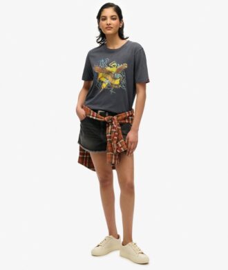 T-shirt comoda con stampa Biker Rock