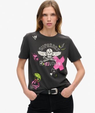T-shirt comoda con stampa poster punk lo-fi
