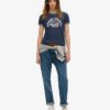 T-shirt con collo a costine e stampa da spiaggia Athletic Essentials