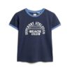 T-shirt con collo a costine e stampa da spiaggia Athletic Essentials
