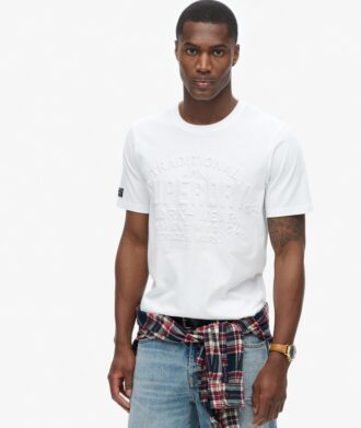 T-shirt con grafica e logo in rilievo