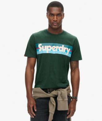 T-shirt con logo a righe retrò