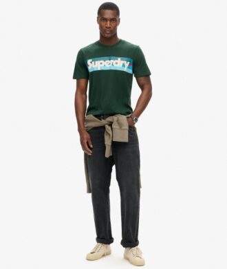 T-shirt con logo a righe retrò