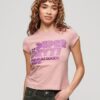 T-shirt con logo glitterato retrò