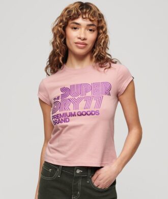 T-shirt con logo glitterato retrò