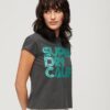 T-shirt con logo glitterato retrò