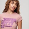 T-shirt con logo glitterato retrò