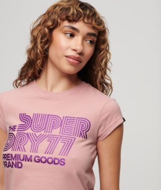 T-shirt con logo glitterato retrò