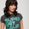 T-shirt con logo glitterato retrò