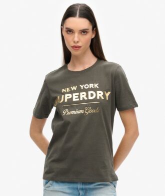 T-shirt con logo metallico di lusso