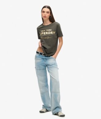 T-shirt con logo metallico di lusso