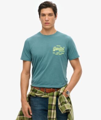 T-shirt con logo Vintage neon