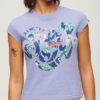 T-shirt con maniche ad aletta e stampa floreale