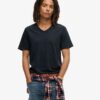 T-shirt con scollo a V e bordi grezzi