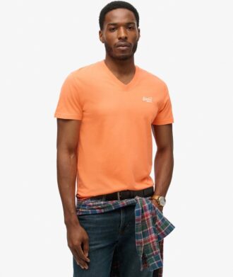 T-shirt con scollo a V e logo Essential in Organic Cotton