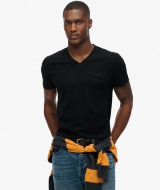 T-shirt con scollo a V e logo Essential in Organic Cotton