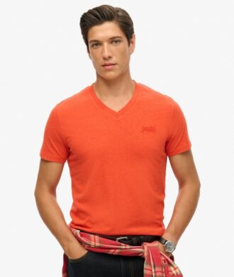 T-shirt con scollo a V e logo Essential in Organic Cotton